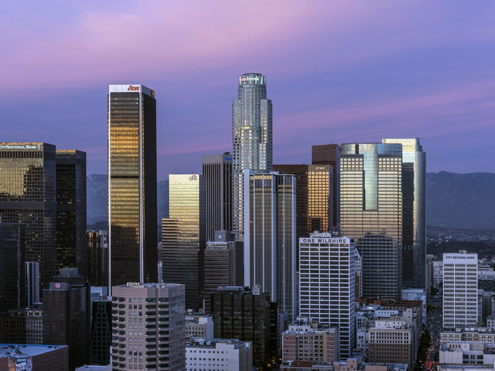 Downtown Los Angeles skyline at dusk, the heart of DG Detailing's mobile auto detailing service area